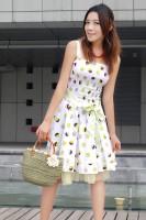 Bandage Embellished Dot Printed Dress Light Green