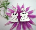 Korean Style Bowtie Embellished Dress-shaped Earrings White